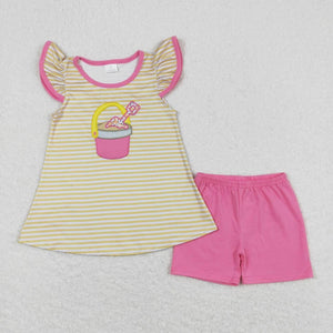 Little pink sand bucket beach Short Set