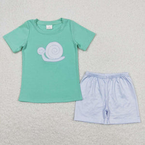 Mr. Snail green boy short set