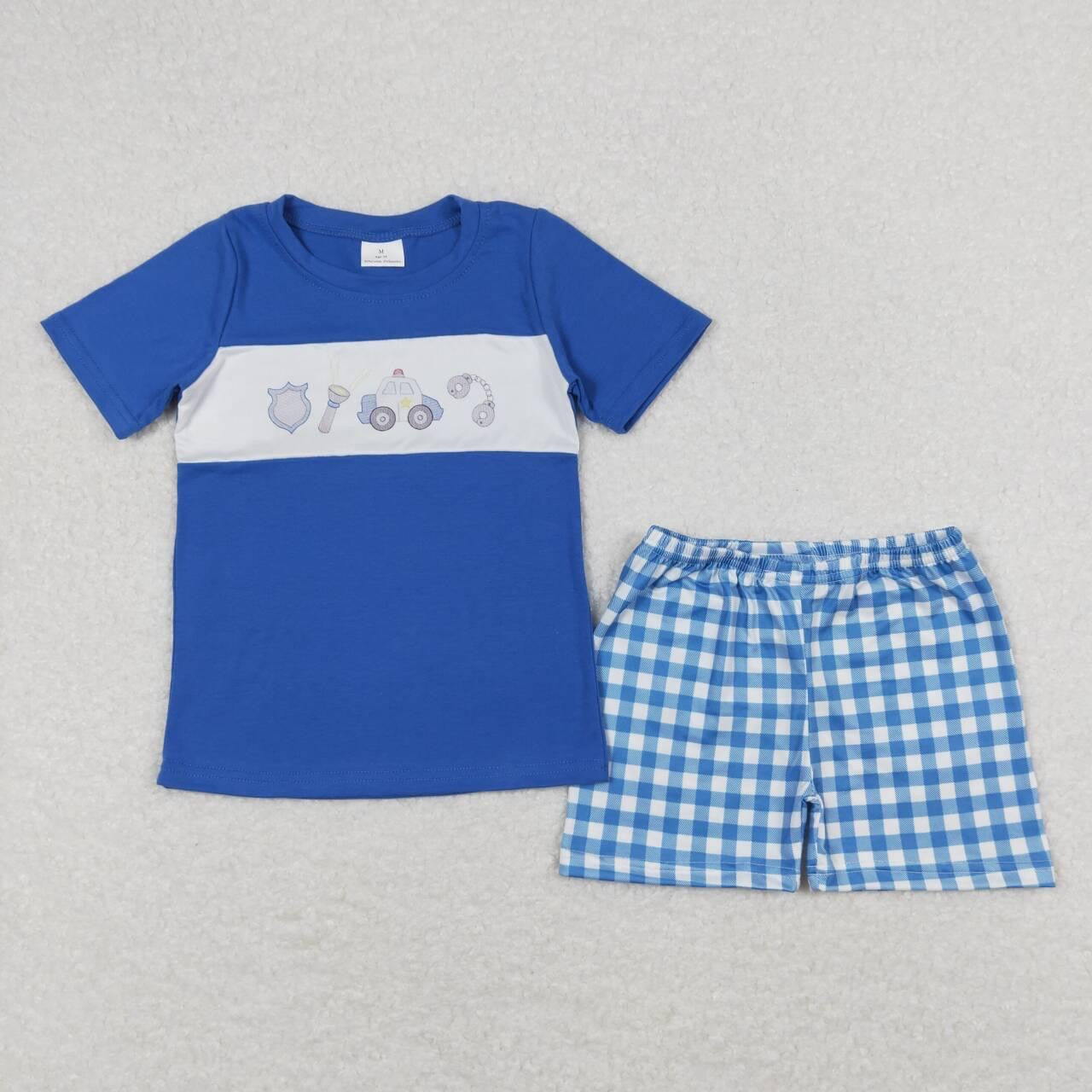 Little police boy short set