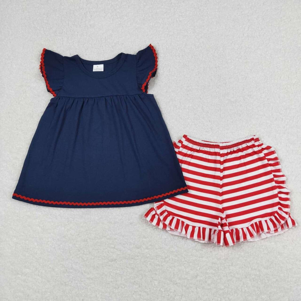 Rwb navy and stripe  Short  Set