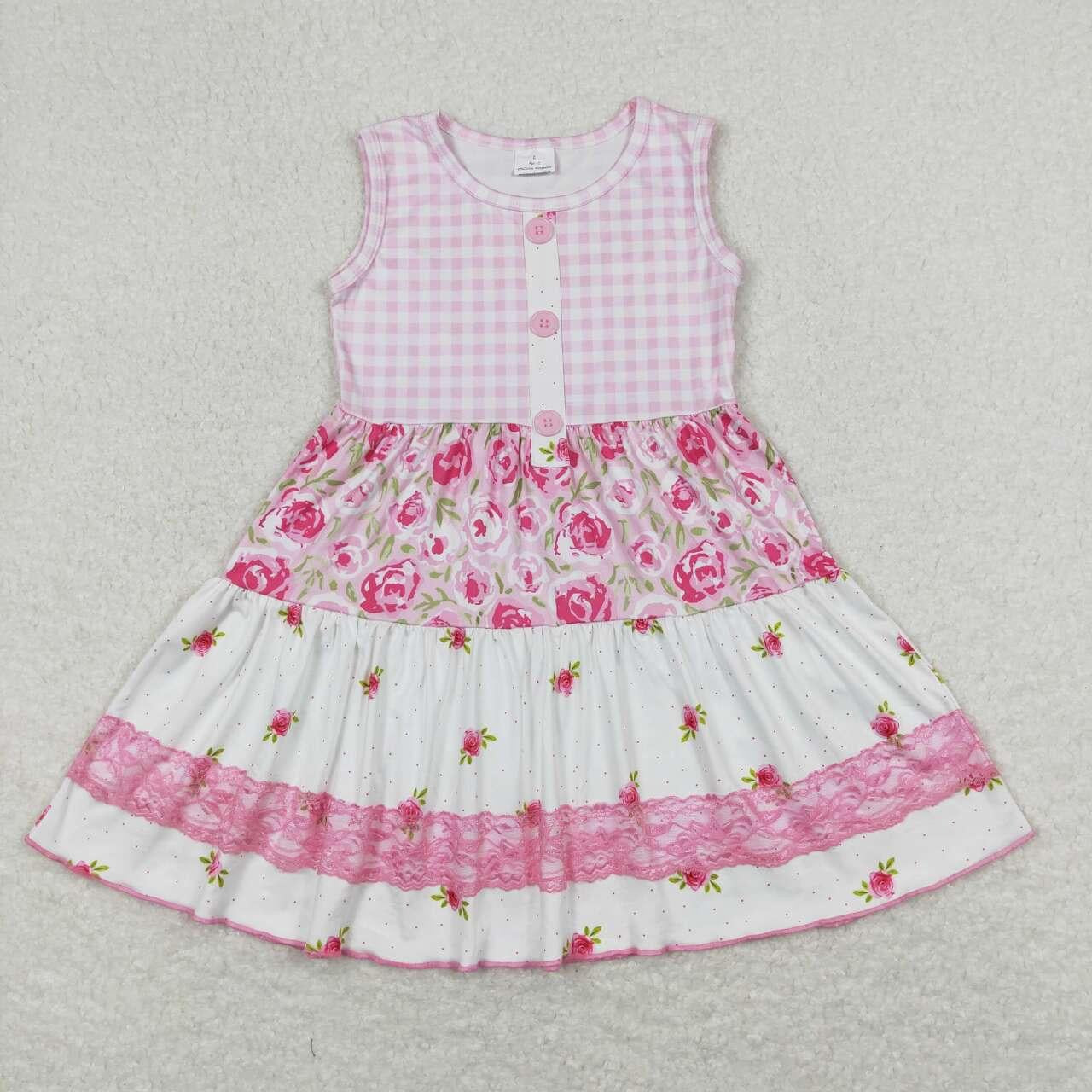 Sweet rose pink gingham frilly dress