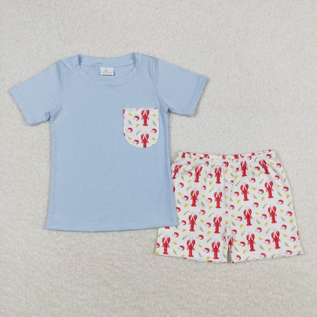 Blue lobster pocket Short Set