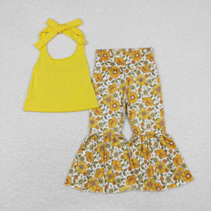 Yellow sunflowwr halter Pants outfit