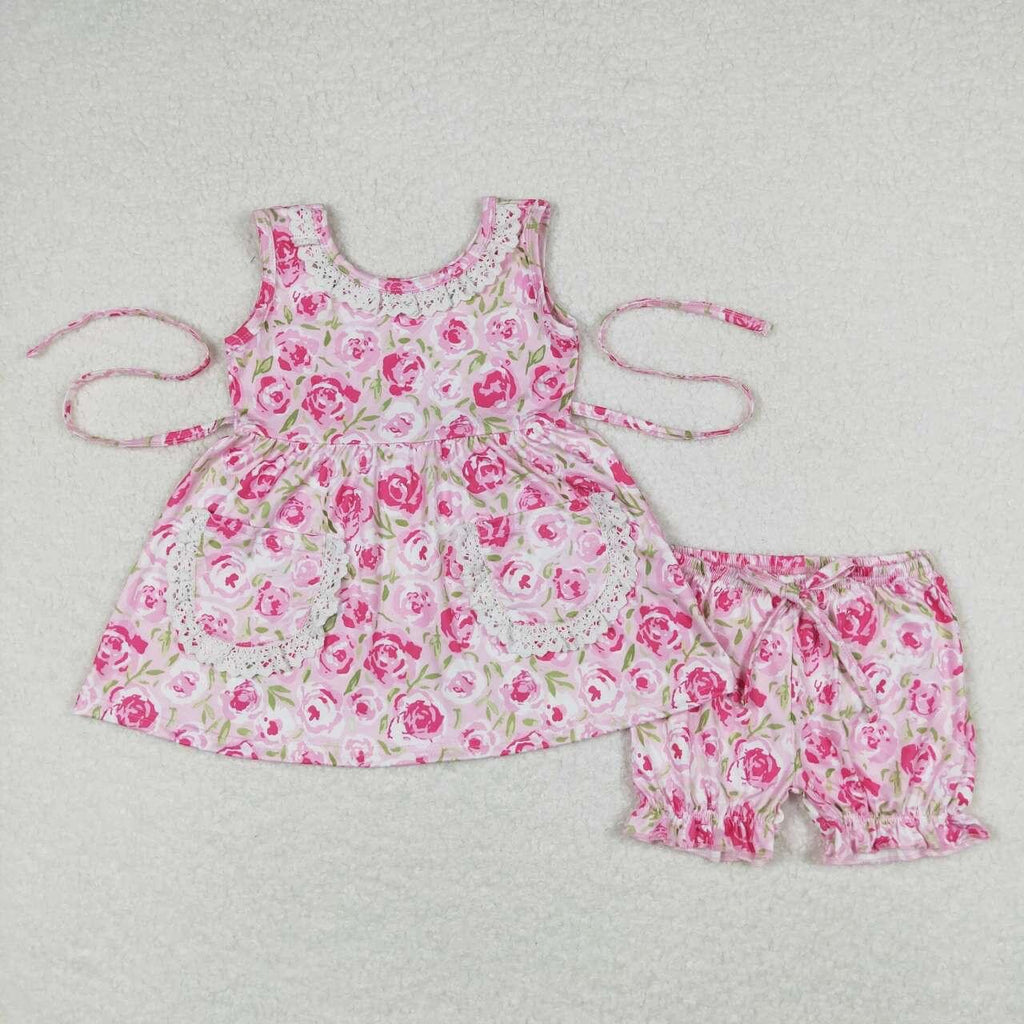 Roses and lace ruffle short set