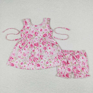 Roses and lace ruffle short set