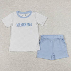 Blue mama boy short set