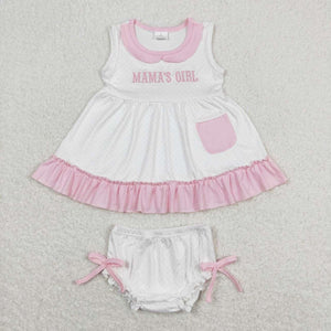 Mamas girl pink and white bummies set