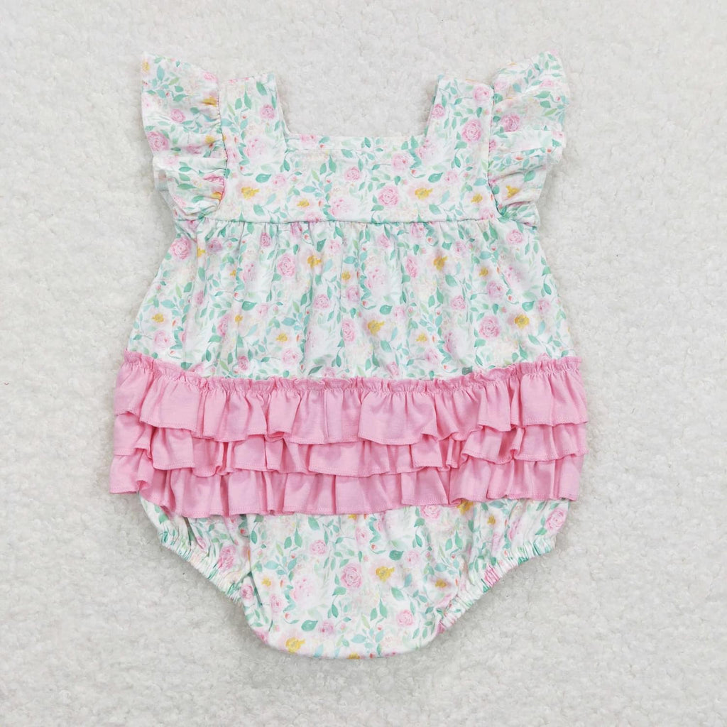 Sweet floral ruffle bubble romper