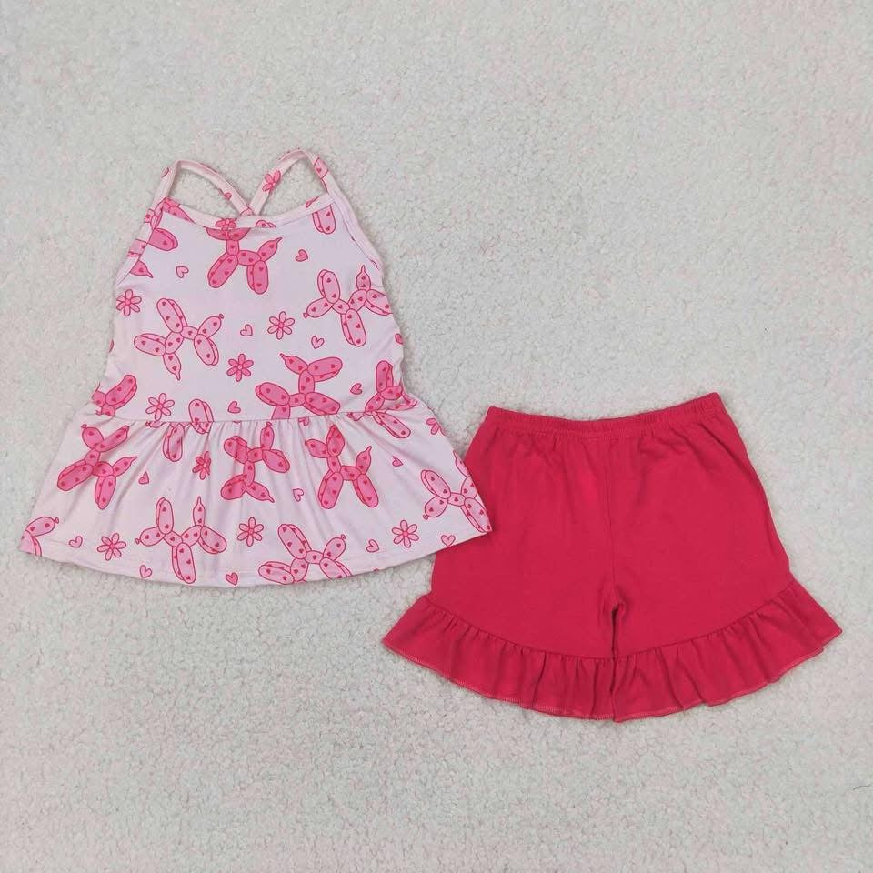 Balloon animal pink short set
