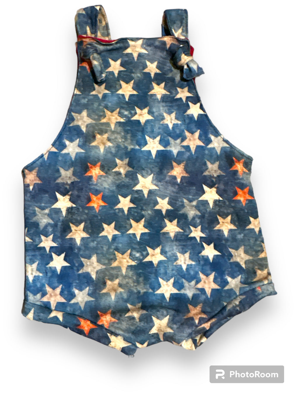 Rwb vintage stars- short -Hand Made Knotted Romper