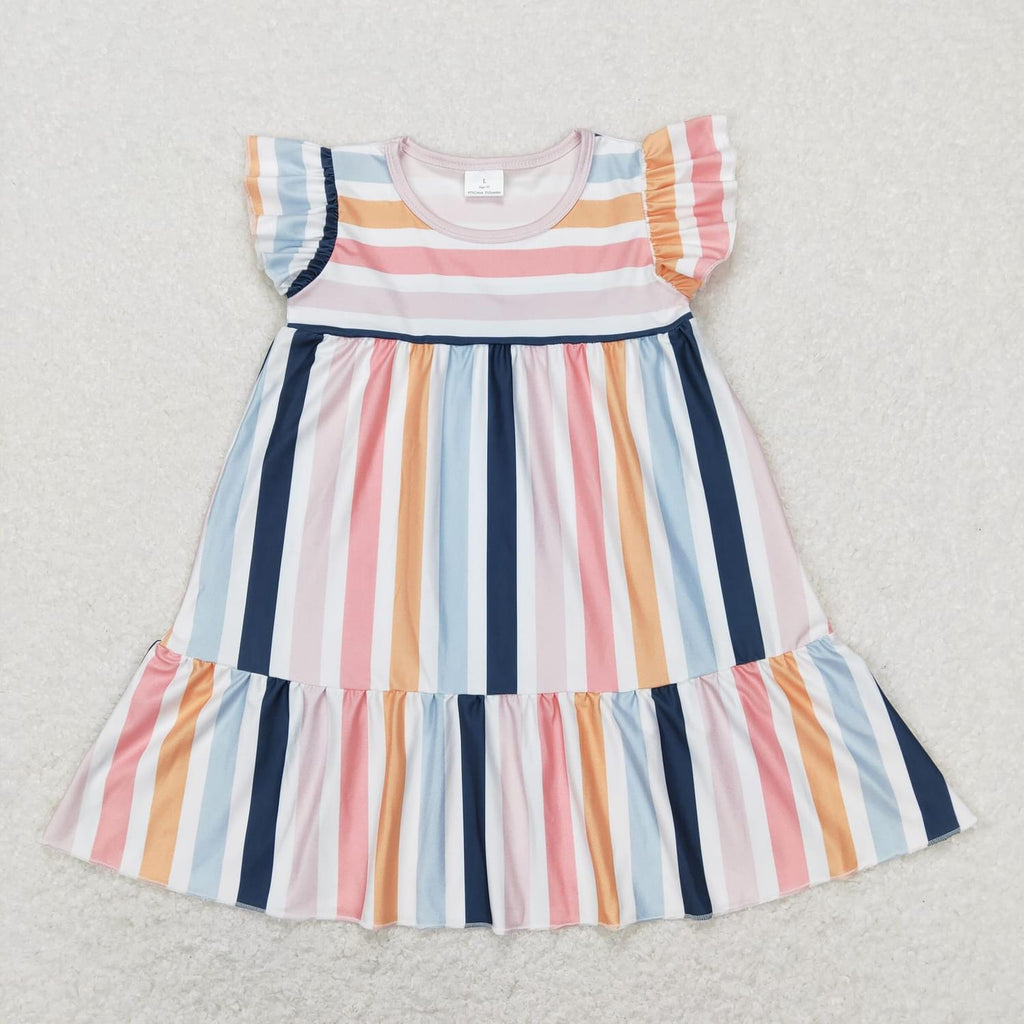 Retro stripes ruffle dress