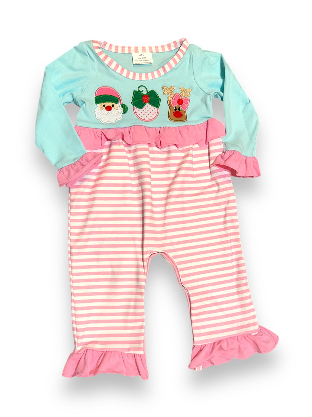 Pink santa trio Christmas romper