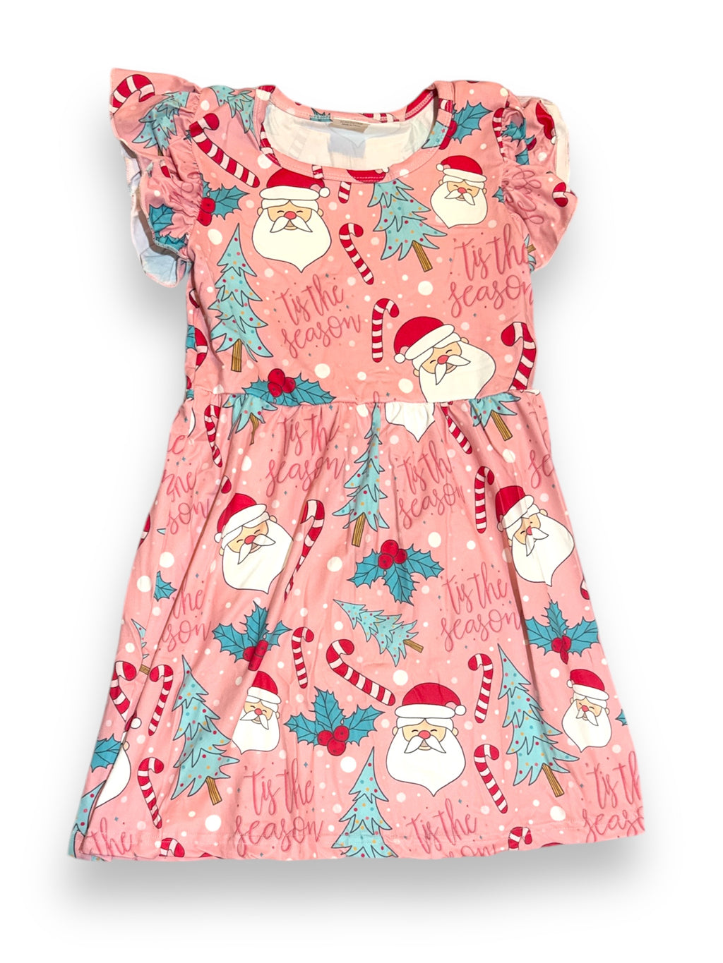 Pink santa Christmas dress- RTS