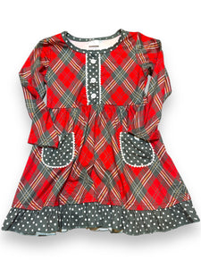 Green christmas plaid girl dress- RTS