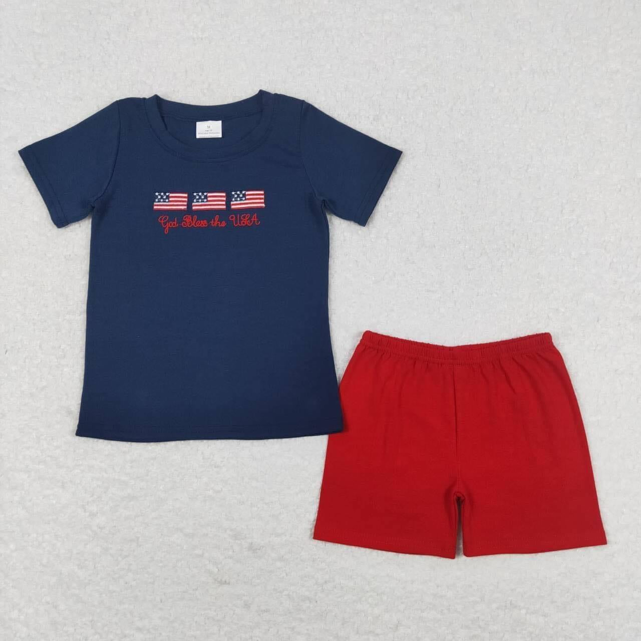 4th God bless America flag Short Set