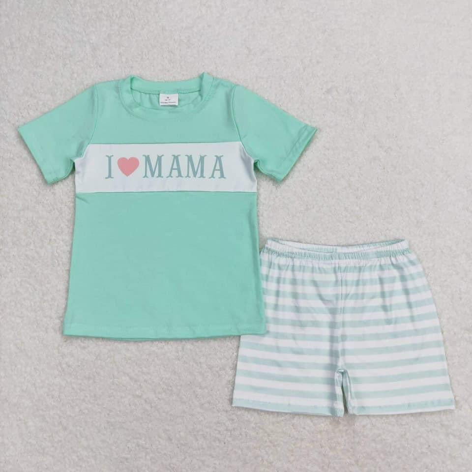 I love Mama mint  boy short set