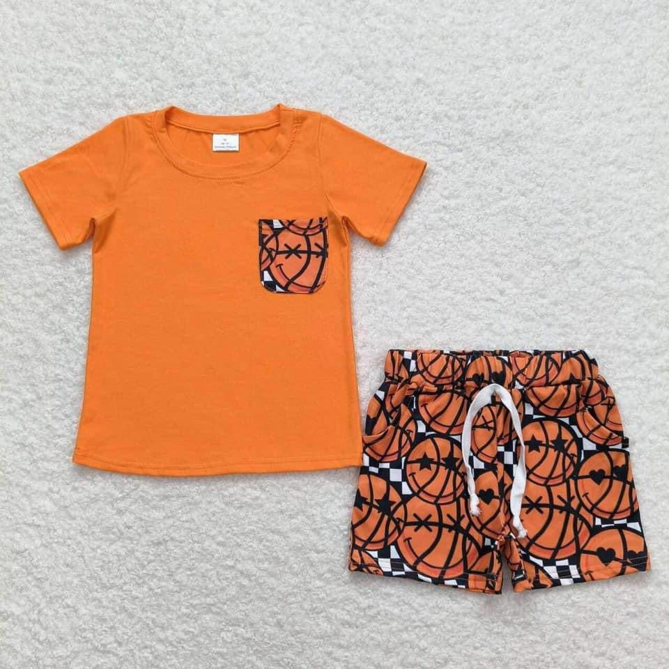 Smiley basketballs boy short set