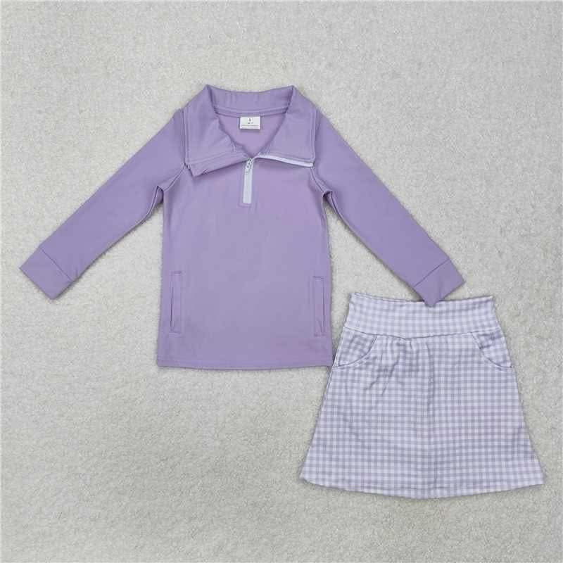 Purple 2 piece skort zip yoga