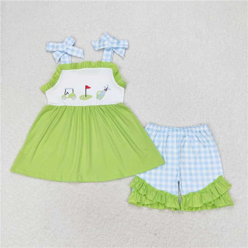 Green golfer girl short set