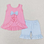 Pink and blue ruffle