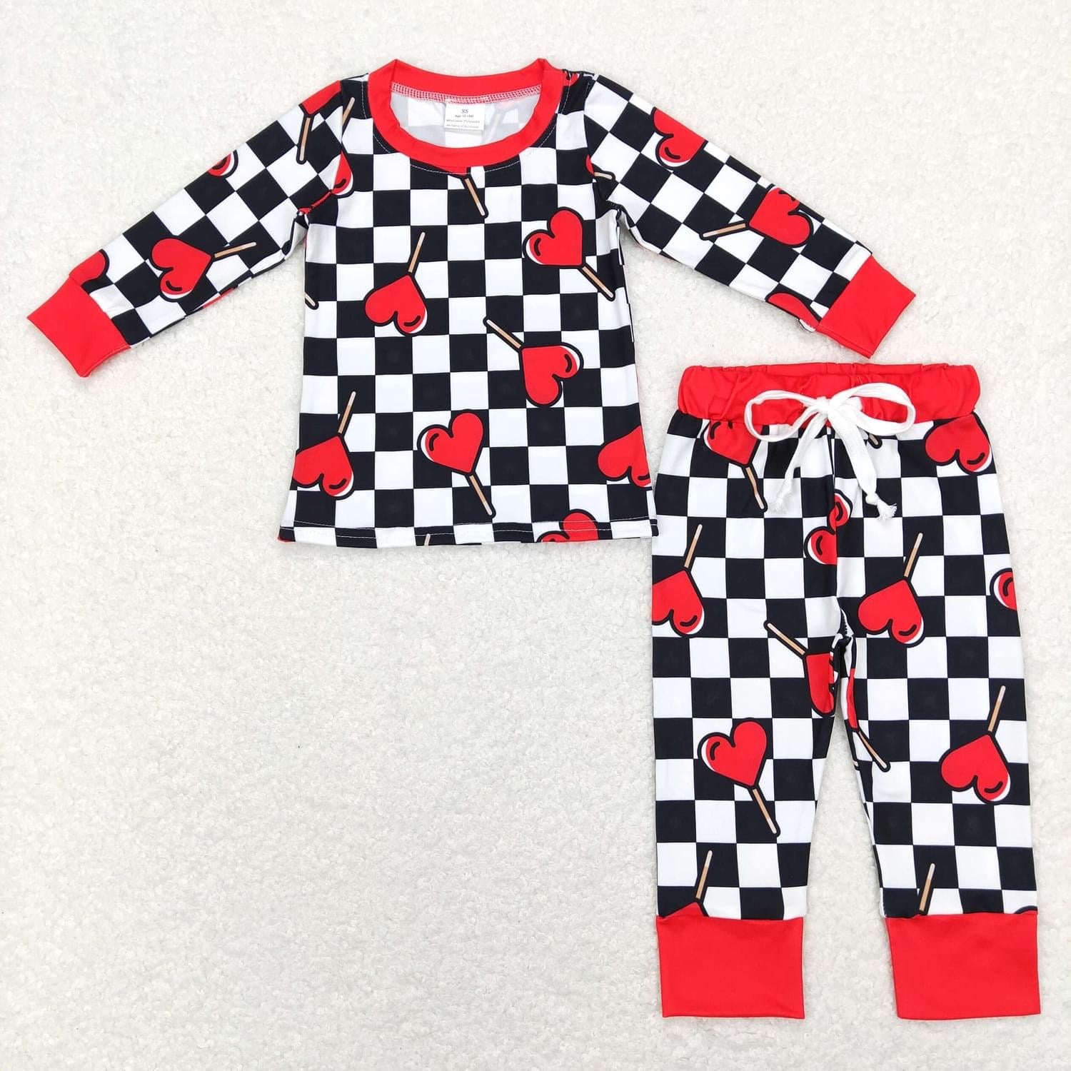 Checker flag hearts jogger 2pc set