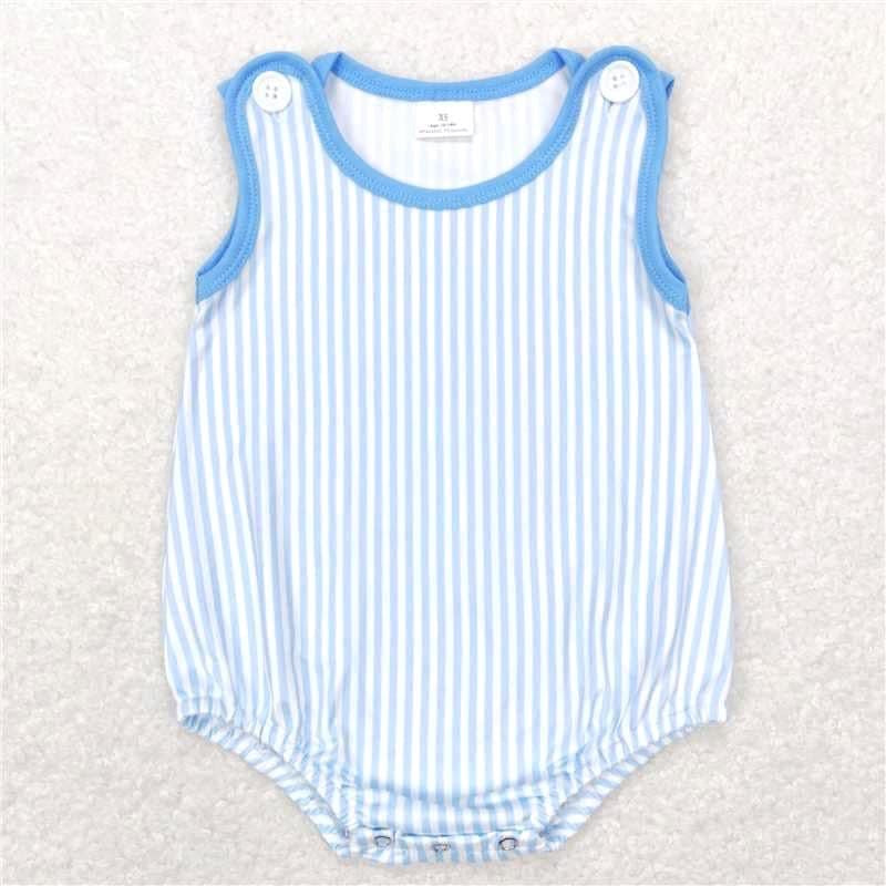 Sweet Blue seersucker Stripe romper