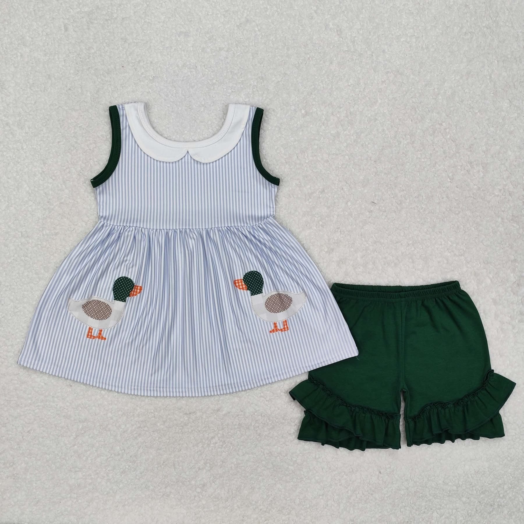 Green duck ruffle girl set