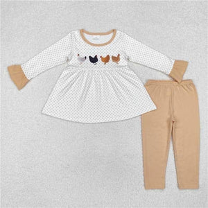 Brown little hens long sleeve outfit