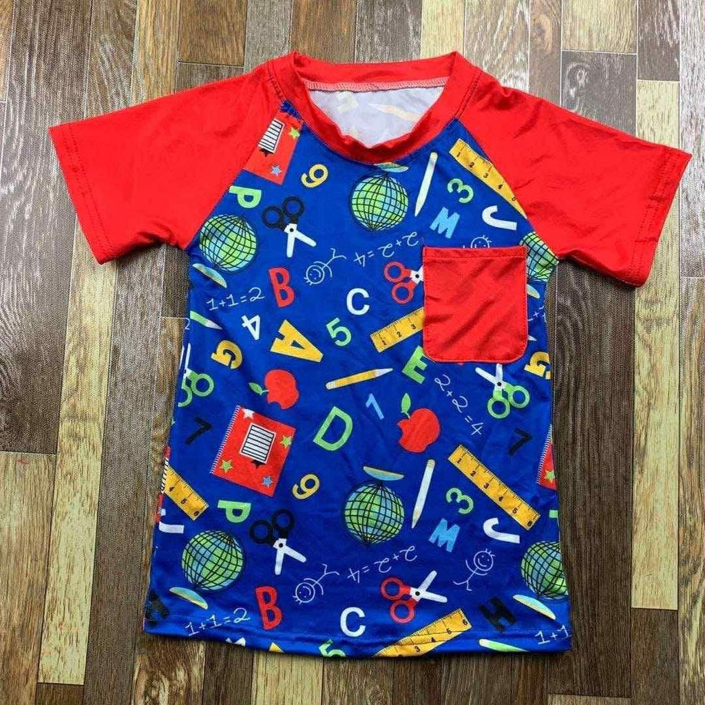 Blue school supplies shirt only