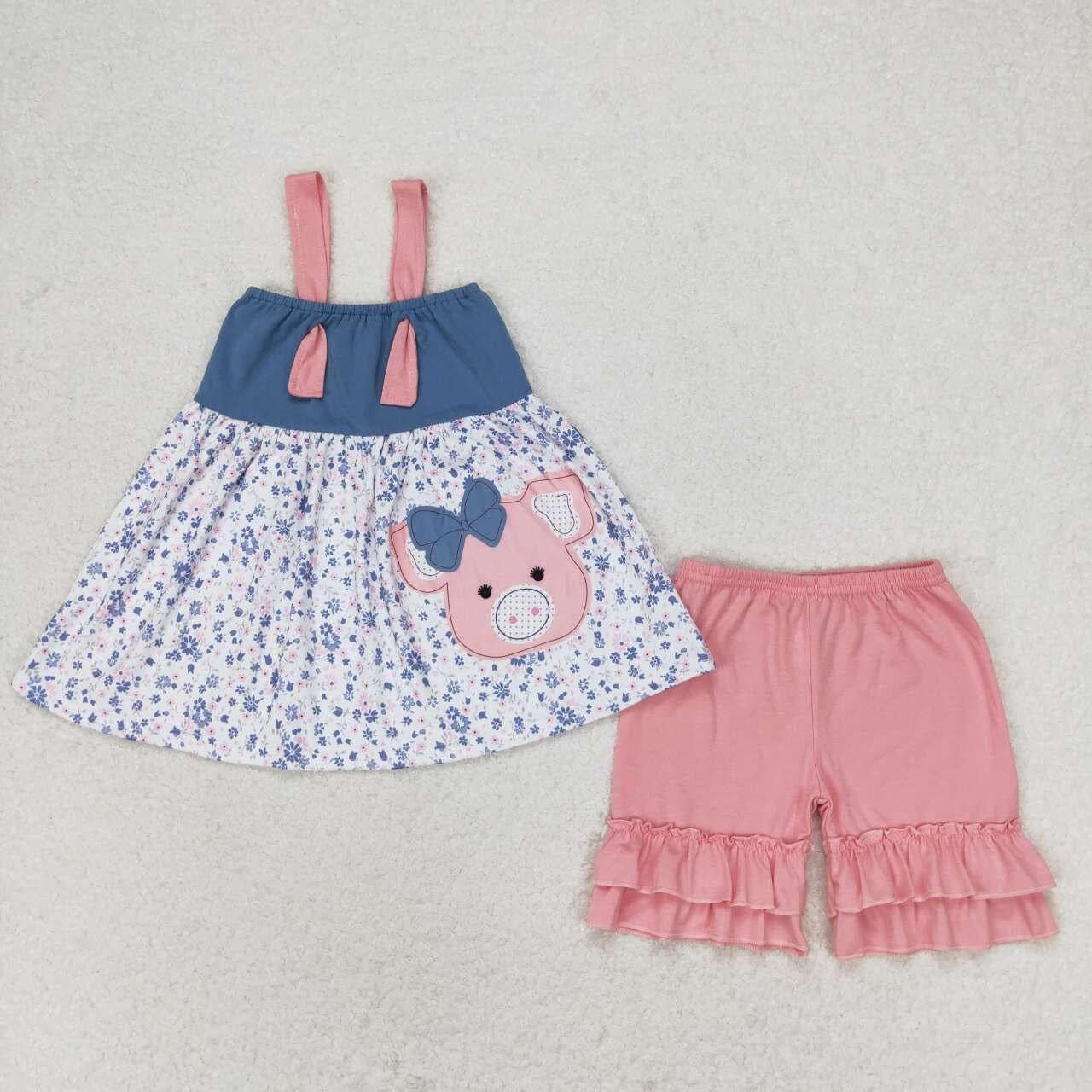 sweet little pig ruffle shorts set