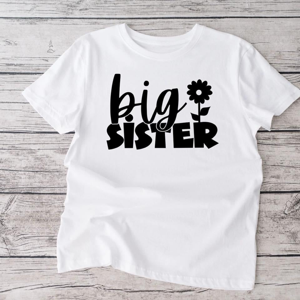 Big sister flower white  tshirt