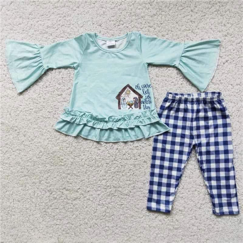 Adore him manger 2pc long sleeve girl set