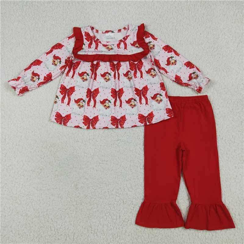 Red Santa and bows ruffle set