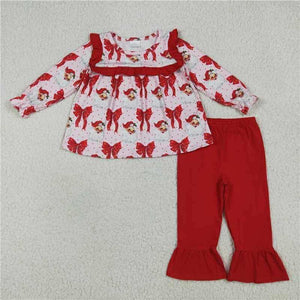 Red Santa and bows ruffle set
