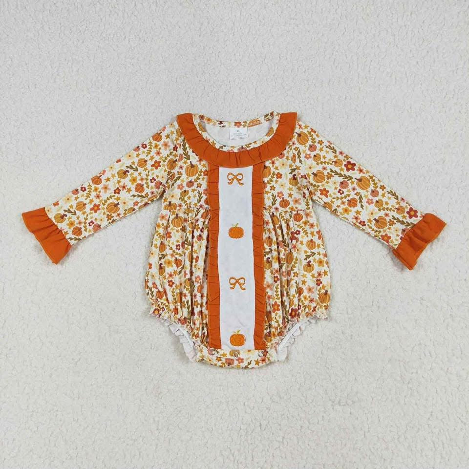 Orange pumpkin classic bubble ruffle
