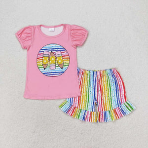 Colorful pencil back to school short set