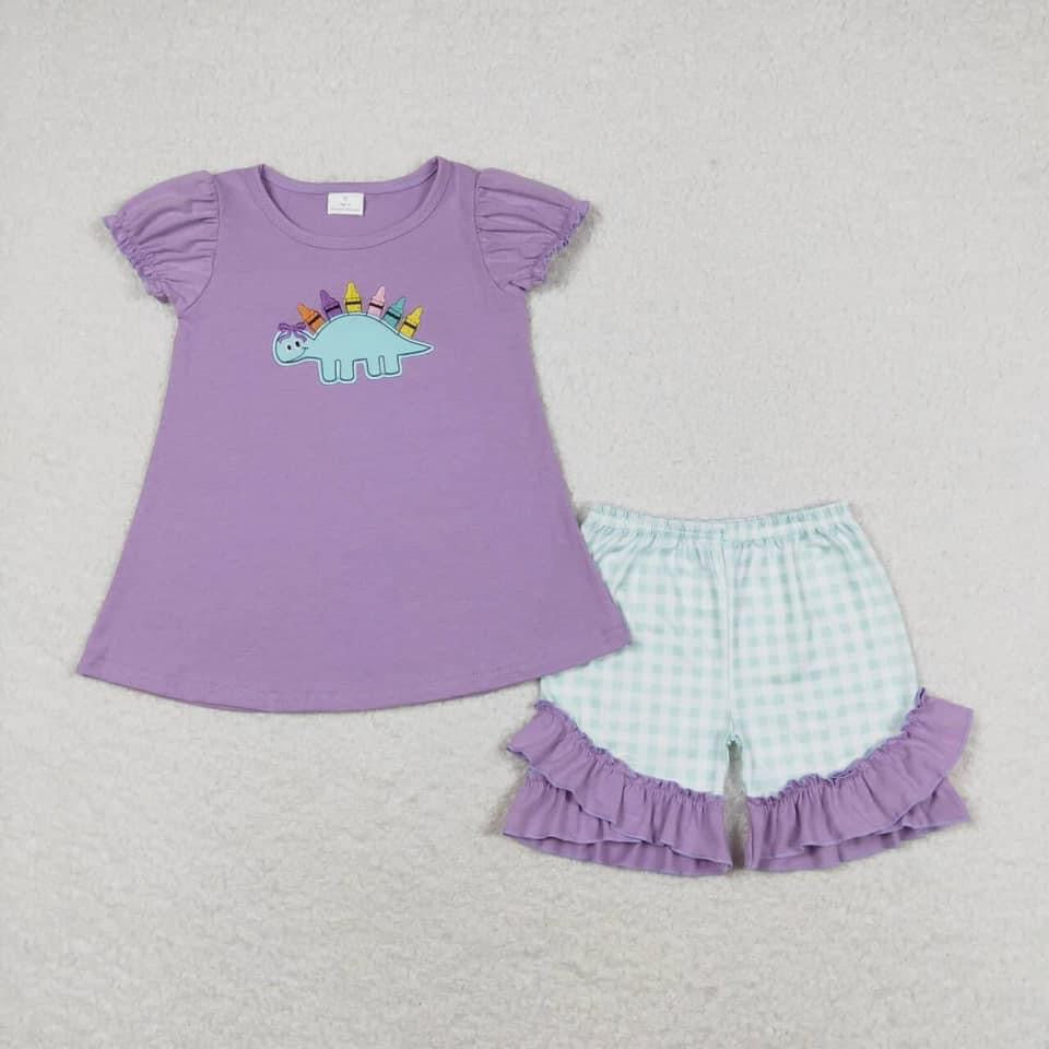 Crayon dino girl short set