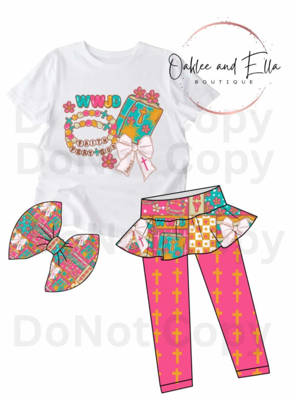 WWJD patch pink skirted leggings pants bundle - Handmade