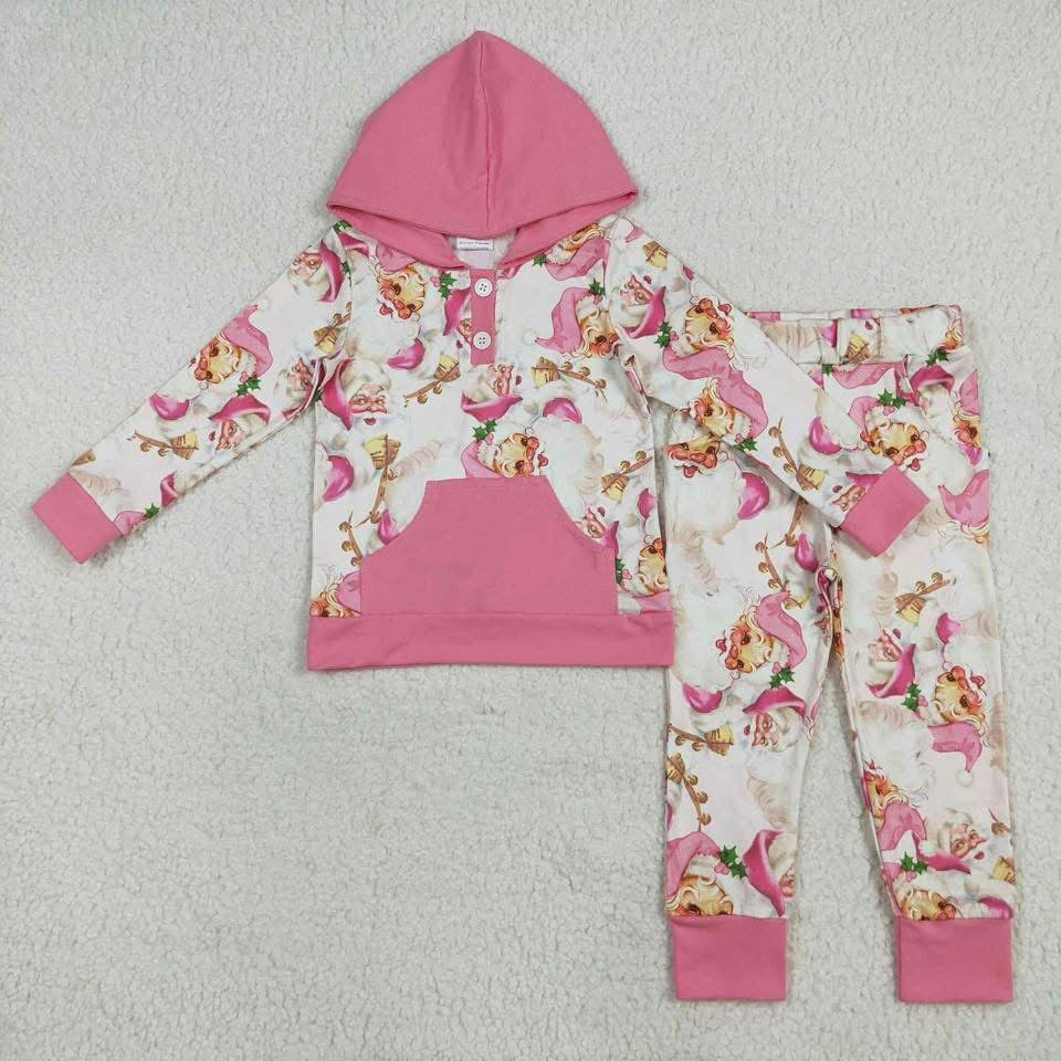 Classic pink Santa hooded jogger set