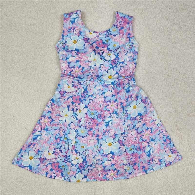 Blue and purple floral yoga set