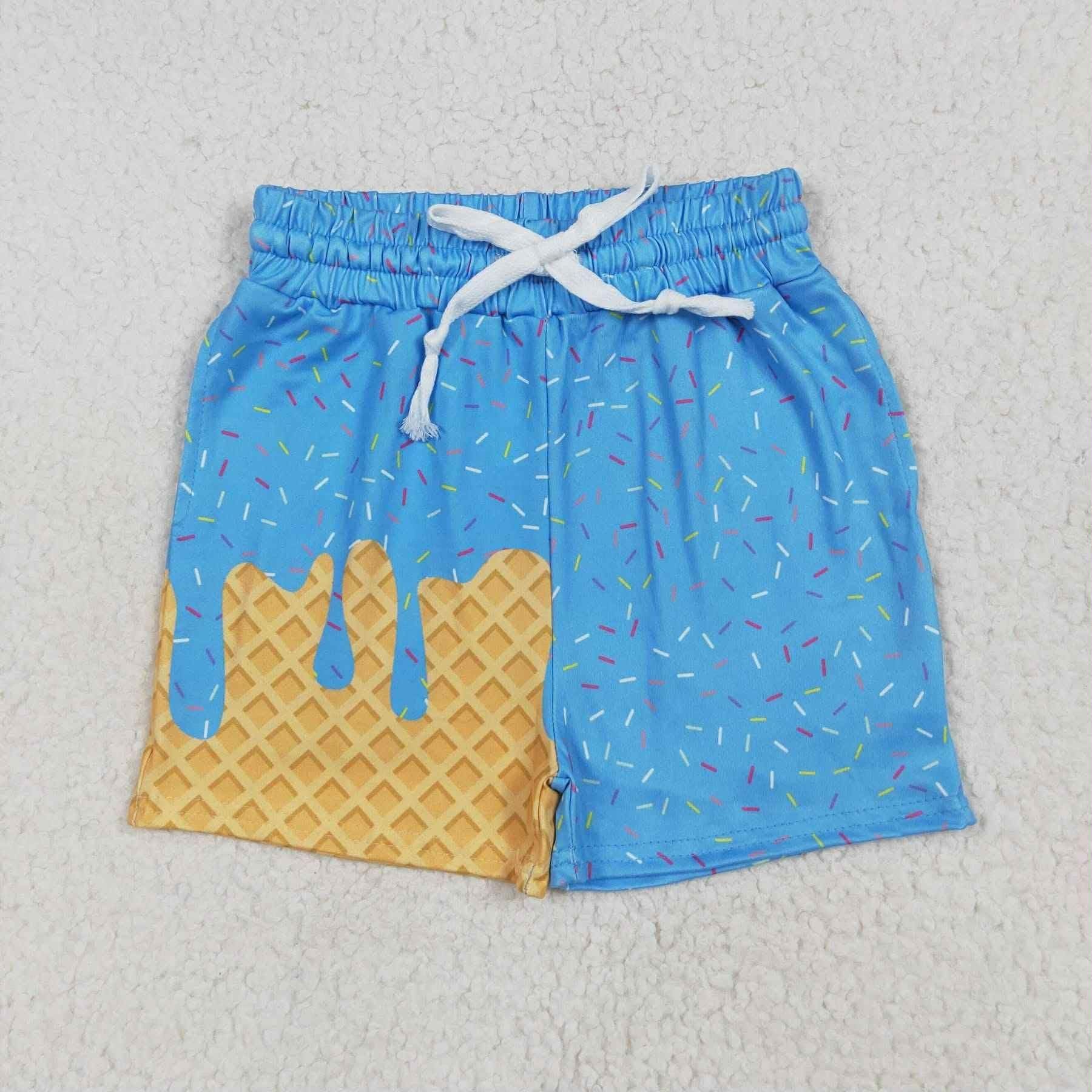 Blue ice cream yoga shorts