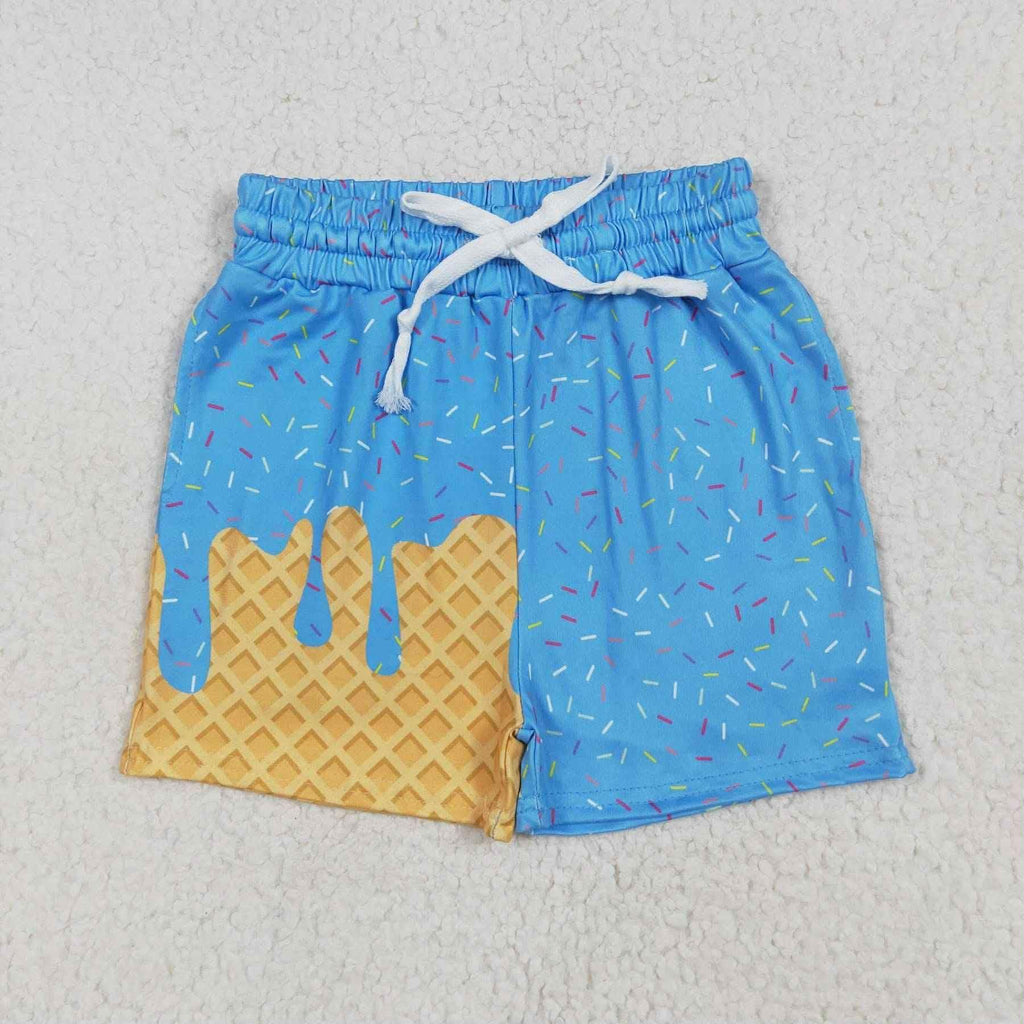 Blue ice cream yoga shorts