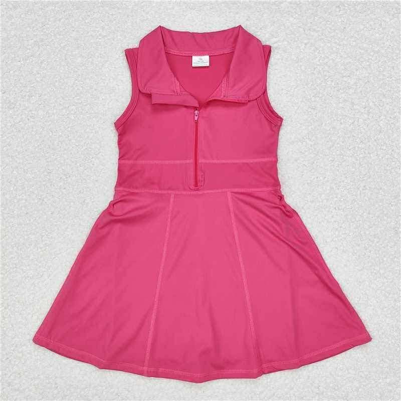 Hot pink zip skirt yoga dress