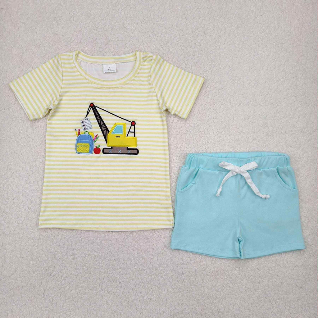 Yellow Stripe dig construction short set