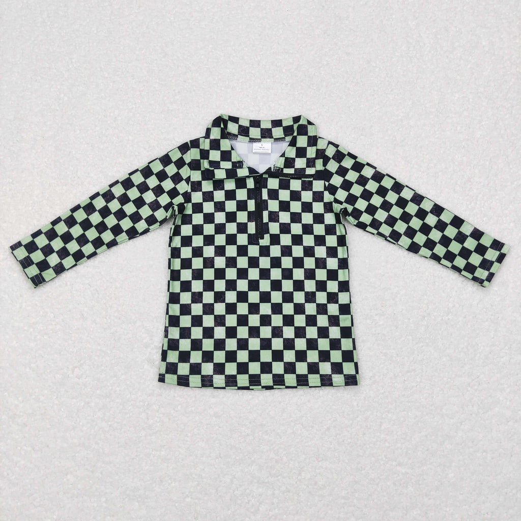 Checkered zip pull over Shirt Only