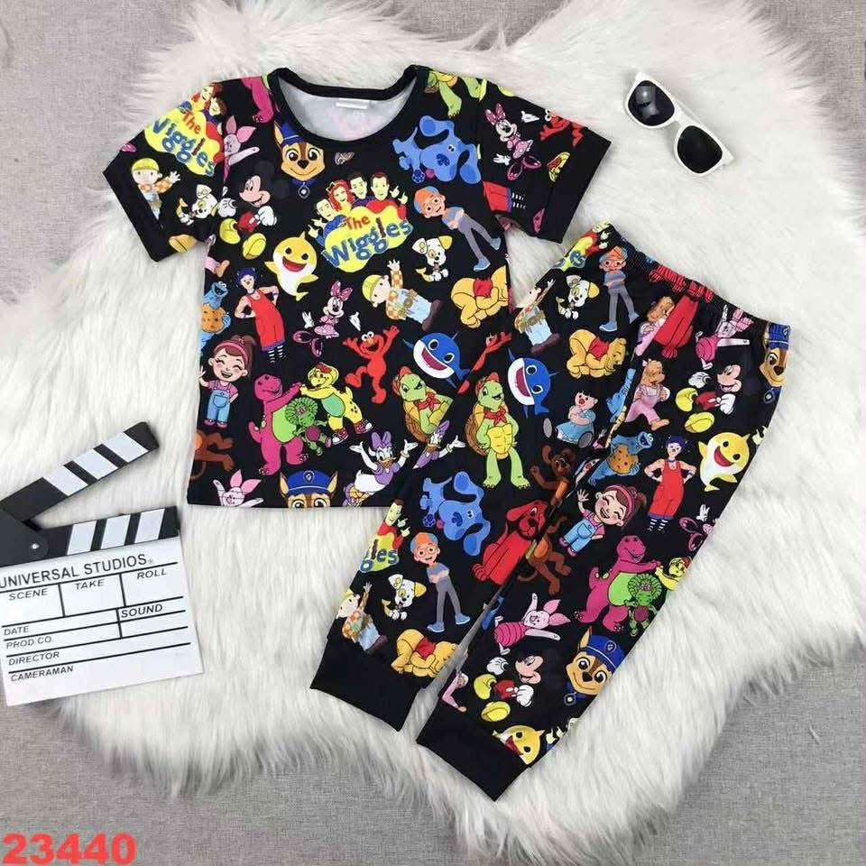 Black all characters jogger set