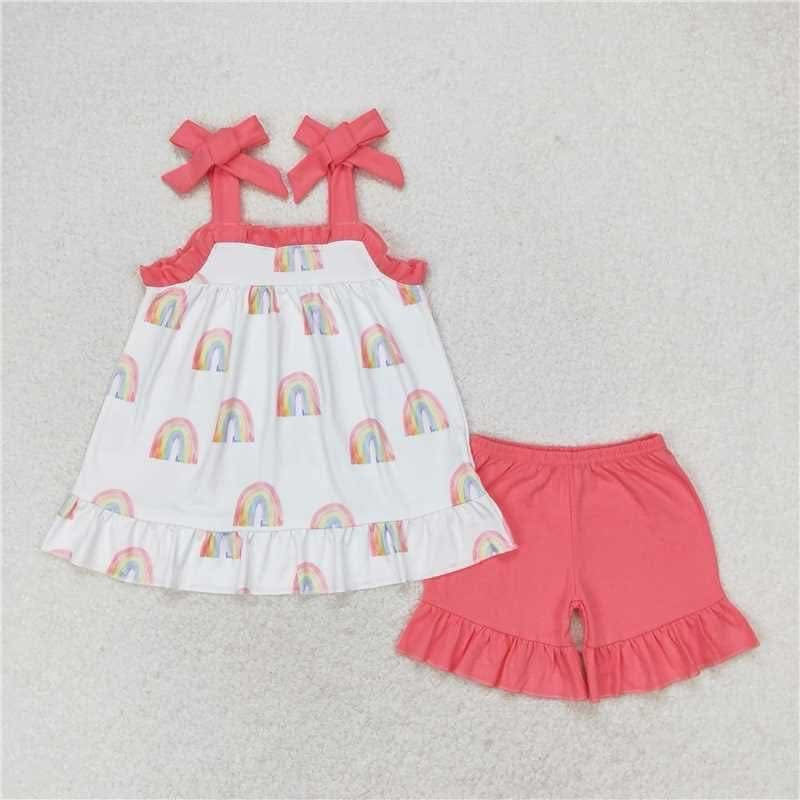 Peach Rainbows short Set