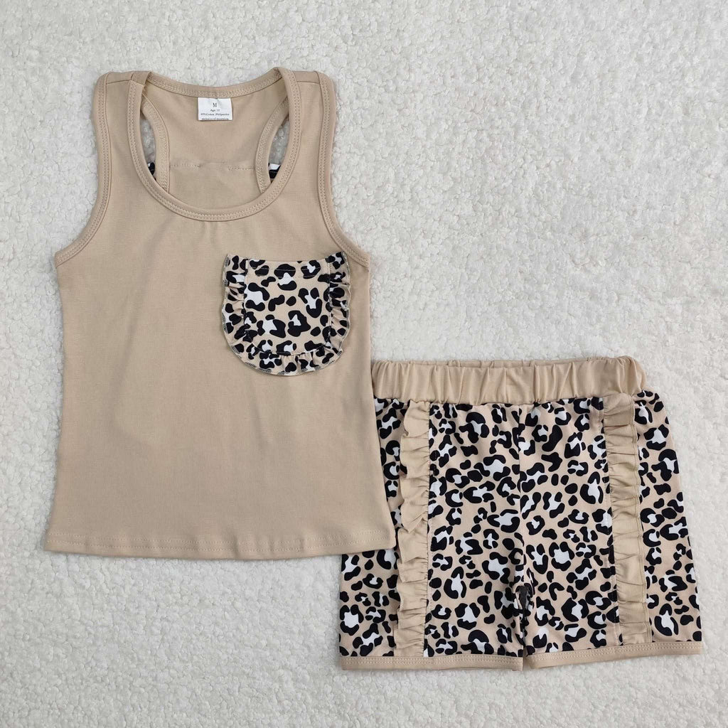 Leopard tank ruffle short set