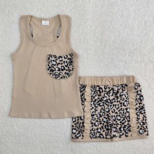 Leopard tank ruffle short set