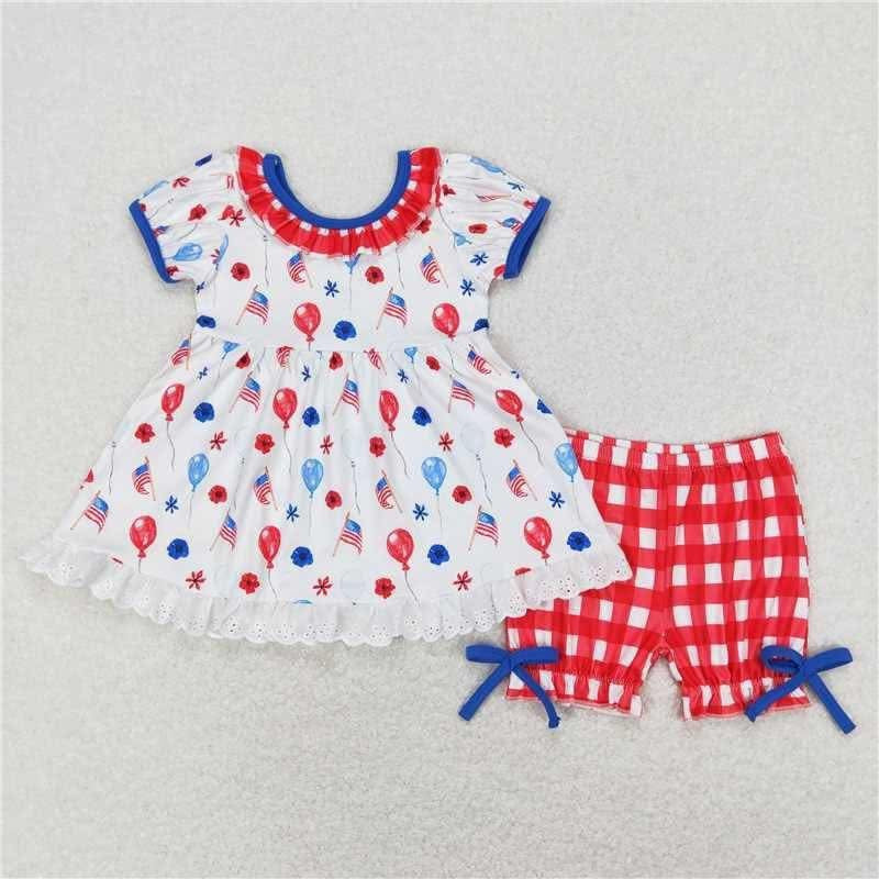 Celebrate 4th red plaid short set